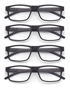 colloddiss 4-pack reading glasses for men women, spring hinge readers glasses, blue light blocking eyeglasses sr20523, 4 black 2.5 x