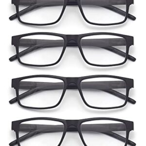 Colloddiss 4-Pack Reading Glasses for Men Women, Spring Hinge Readers Glasses, Blue Light Blocking Eyeglasses SR20523, 4 Black 2.5 x