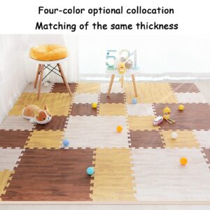 10PCS Interlocking Foam Tiles, Wood Grain Printed Floor Foam Mats with Border, Puzzle Flooring Mat for Home Playroom Basement, Waterproof Soft Crawling Mat(Size:60x60x1.2cm,Color:Light)