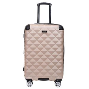 kenneth cole reaction diamond tower collection lightweight hardside expandable 8-wheel spinner travel luggage, rose champagne, 24-inch checked