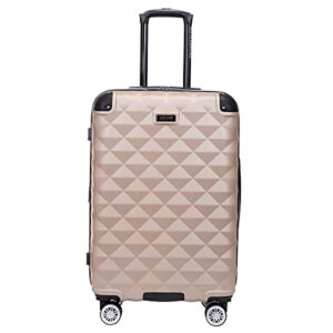 Kenneth Cole REACTION Diamond Tower Collection Lightweight Hardside Expandable 8-Wheel Spinner Travel Luggage, Rose Champagne, 24-Inch Checked