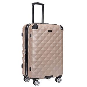 Kenneth Cole REACTION Diamond Tower Collection Lightweight Hardside Expandable 8-Wheel Spinner Travel Luggage, Rose Champagne, 24-Inch Checked