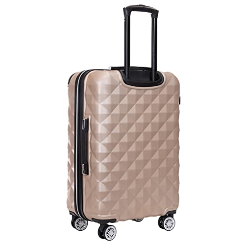 Kenneth Cole REACTION Diamond Tower Collection Lightweight Hardside Expandable 8-Wheel Spinner Travel Luggage, Rose Champagne, 24-Inch Checked