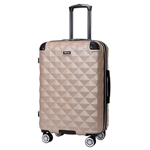 Kenneth Cole REACTION Diamond Tower Collection Lightweight Hardside Expandable 8-Wheel Spinner Travel Luggage, Rose Champagne, 24-Inch Checked