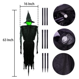 Dazzle Bright Halloween Decorations, 6 FT Set of 3 Light Up Halloween Witch with Stakes, Witch Decorations for Outdoor Garden Yard Lawn Haunted House Decor