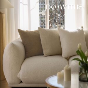 DOMVITUS 18x18 Pillow Cover Boucle Pillow Covers Set of 2 Decorative Pillows for Couch Luxury Neutral Throw Pillow Covers Bed Sofa Pillows for Living Room Soft Accent Pillows, Frosting Cream