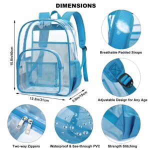 Dezcrab Clear Backpack School Backpack Bookbag for Girls Boys Women Men, Heavy Duty See Through Transparent Backpacks (Peacock Blue)