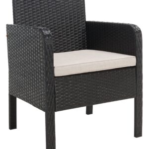 SAFAVIEH Outdoor Collection PAT7505 Conversation Set, Black/Light Grey