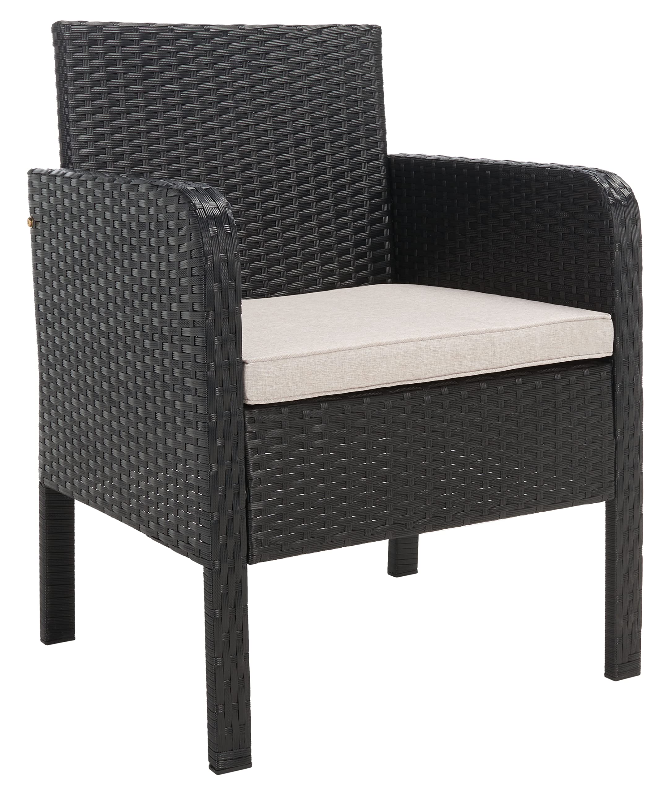 SAFAVIEH Outdoor Collection PAT7505 Conversation Set, Black/Light Grey