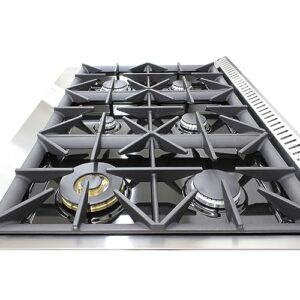 DUURA Elite DE360GRSSS Gas Range Cooktop 36-Inch with Porcelain Convection Oven and Broil Function, 6 Sealed Burners and Continuous Grates with Stainless Steel Construction, Silver