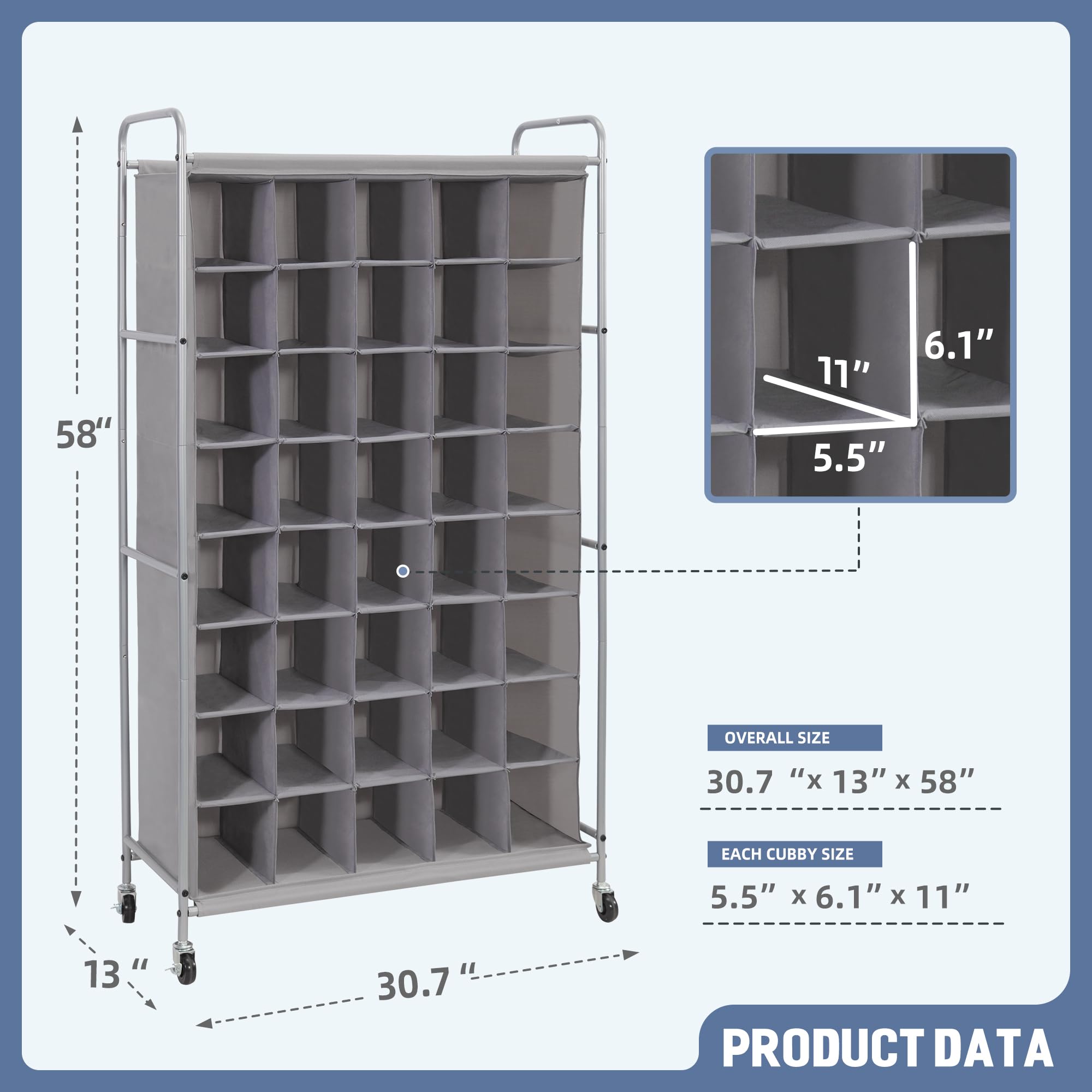 STORAGE MANIAC Shoe Cubby Organizer, Free Standing Shoe Cube Rack for Entryway, Bedroom, Apartment, Closet, 40-Cube Gray