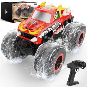 DEERC 1:16 Amphibious RC Monster Trucks IPX7 Waterproof Remote Control Car 4WD Dual Motors All Terrain Off Road 2.4Ghz RC Cars Boat Toys Gifts for Boys Girls Kids Adults