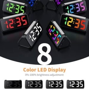 Netzu Digital Alarm Clocks for Bedrooms, Bedside Clocks with RGB Night Light, Rainbow Time, Large Display, Dual Alarm, Snooze, LED Desk Dimmable Alarm Clock for Kids Teens (Black)