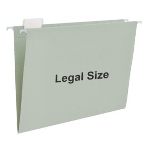 Y YOMA Legal Size - 25 Pack Colored Hanging File Folders Decorative Hanging Folder Cute Pretty File Folder for Filing Cabinet Office Home with 1/5-Cut Adjustable Tabs, Morandi Green