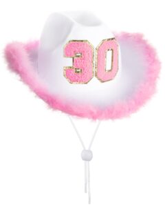 justotry 30th birthday pink cowboy hat - 30th birth day outfit gifts for women cowgirl hats with wide brime for 30th birthday decorations