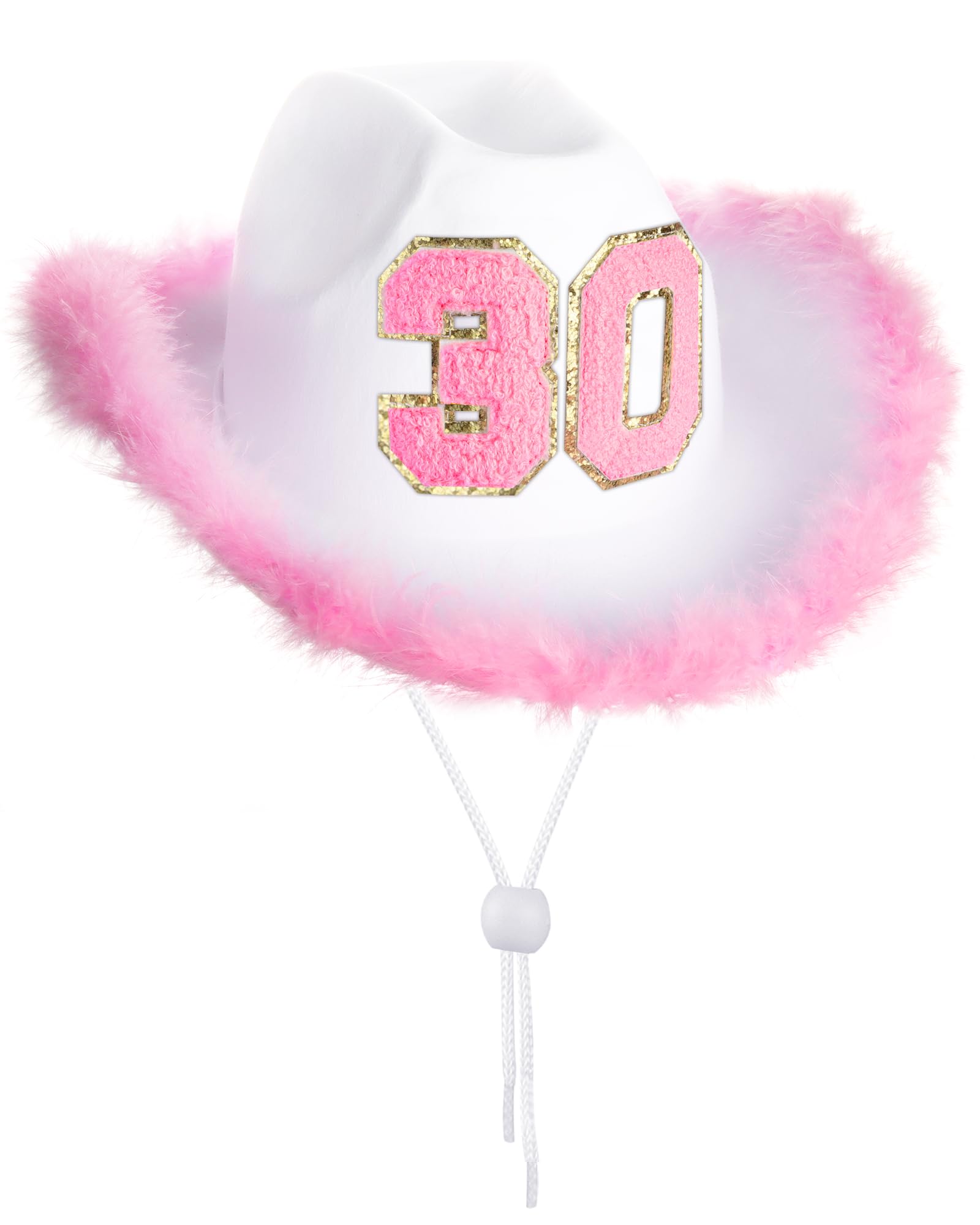 JUSTOTRY 30th Birthday Pink Cowboy Hat - 30TH Birth day Outfit Gifts for Women Cowgirl Hats with Wide Brime for 30th Birthday Decorations