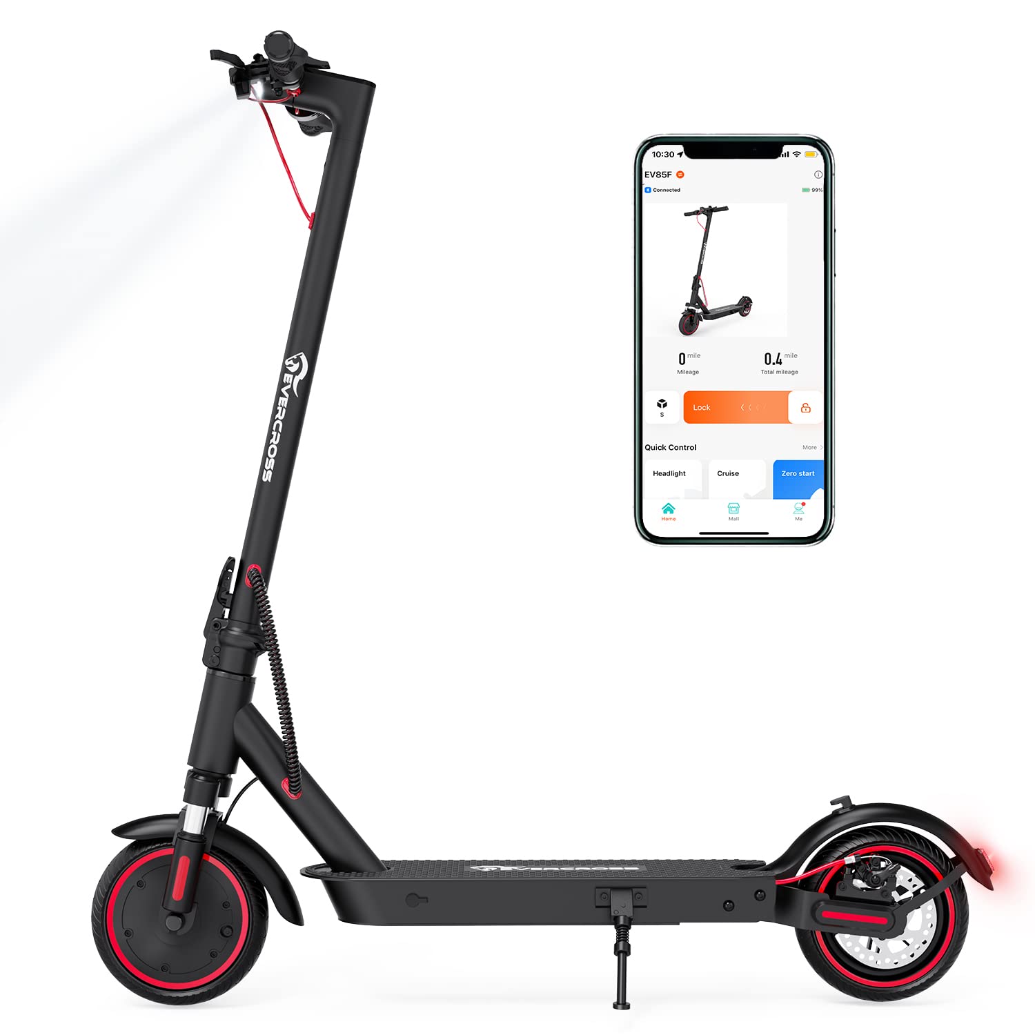 EVERCROSS Electric Scooter, Electric Scooter Adults with 350W Motor, Up to 19 MPH & 19 Miles E-Scooter, Lightweight Folding Electric Scooter for Adults with 8.5'' Solid Tires & APP Control