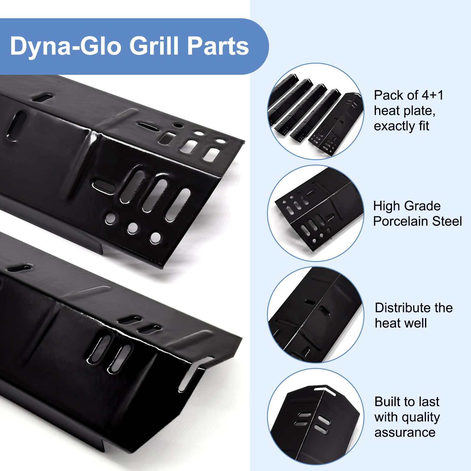 Criditpid Grill Heat Plate Replacement for Dyna-Glo 5 Burner DGH474CRP, DGH485CRP Models, 70-02-411 Porcelain Steel Heat Shield for Dynaglo DGH474CRP, 5 Pack