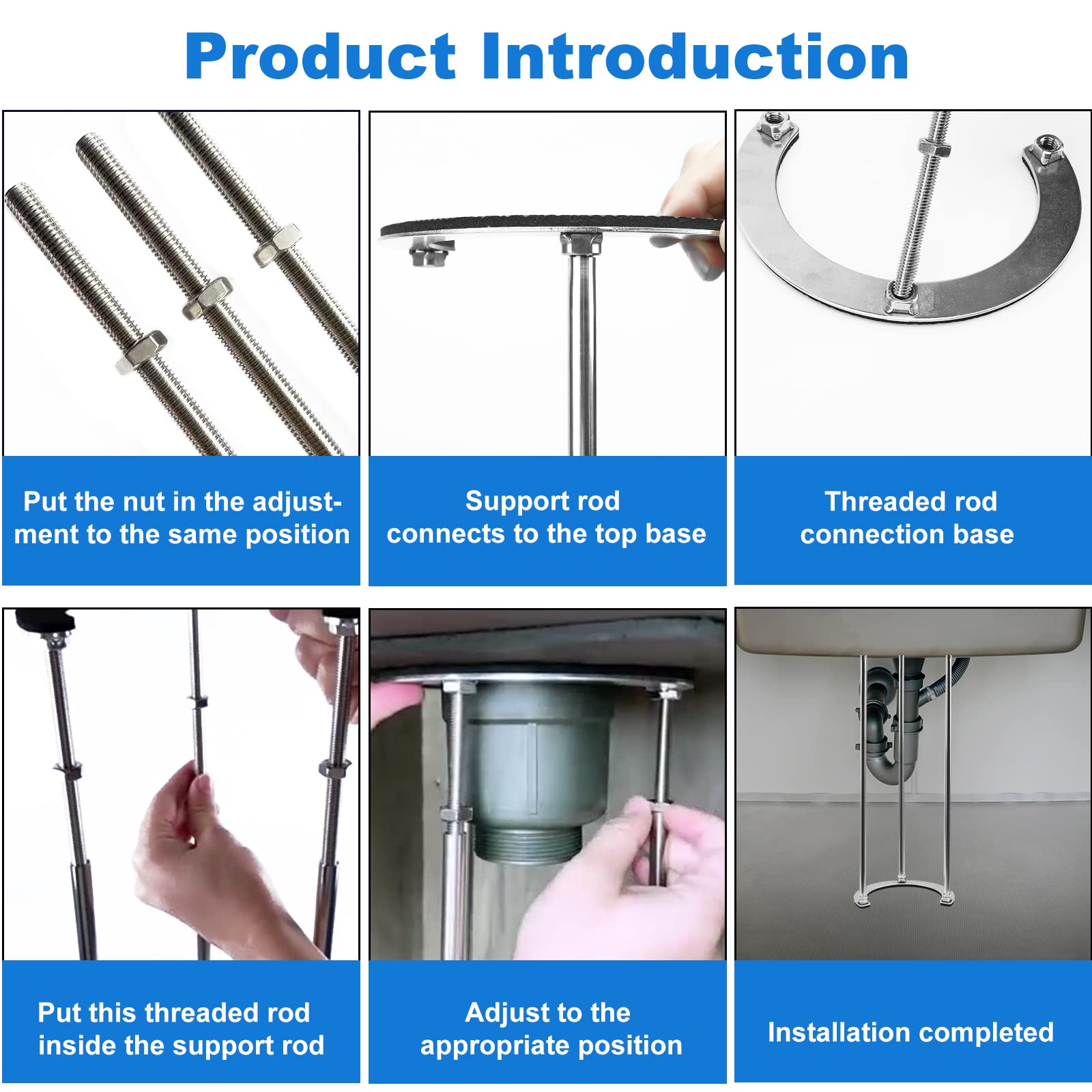 Undermount Sink Repair Support Brackets - Stainless Steel Sink Mounting Hardware Undermount Sink Adjustable Support(15.7-27.5 inch)