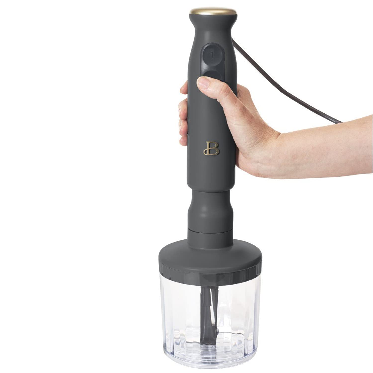 Beautiful Immersion Blender with 500ml Chopper and 700ml Measuring Cup, by Drew Barrymore (Oyster Gray)