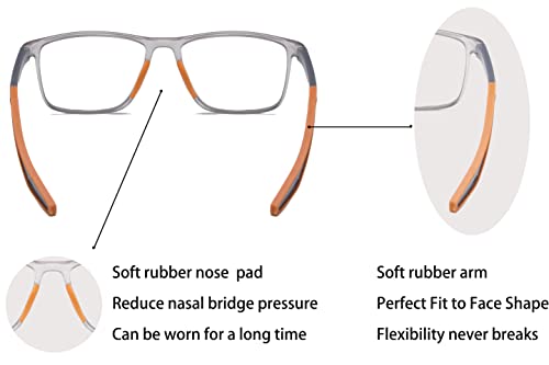 JOON-joon Reading Glasses Men 2 Pairs Sports Style Comfortable and Flexible Blue Light Blocking Readers for Men+1.0