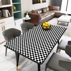 Qianglive Black and White Contact Paper Mosaic Checkered Peel and Stick Wallpaper 17.3"x120" Lattice Self Adhesive Waterproof Vinyl Roll for Bathroom Kitchen Backsplash Cabinets Shelf Liners Drawers