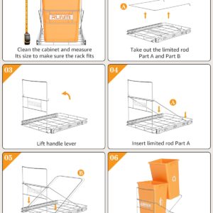 Double 37 Quart Pull Out Trash Can Under Cabinet, Under Sink Trash Can Rack, 70 Liter Total Capacity, Cabinet Trash Can Pull Out Kit, Not Included Can