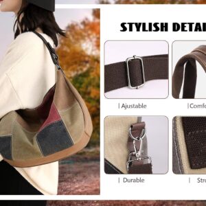 Canvas Tote Bag for Women Large Hobo Bag 2 Straps Crossbody Shoulder Handbag Pocketbooks Womens Purses