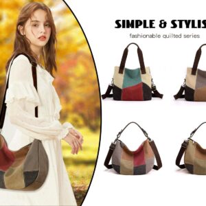 Canvas Tote Bag for Women Large Hobo Bag 2 Straps Crossbody Shoulder Handbag Pocketbooks Womens Purses