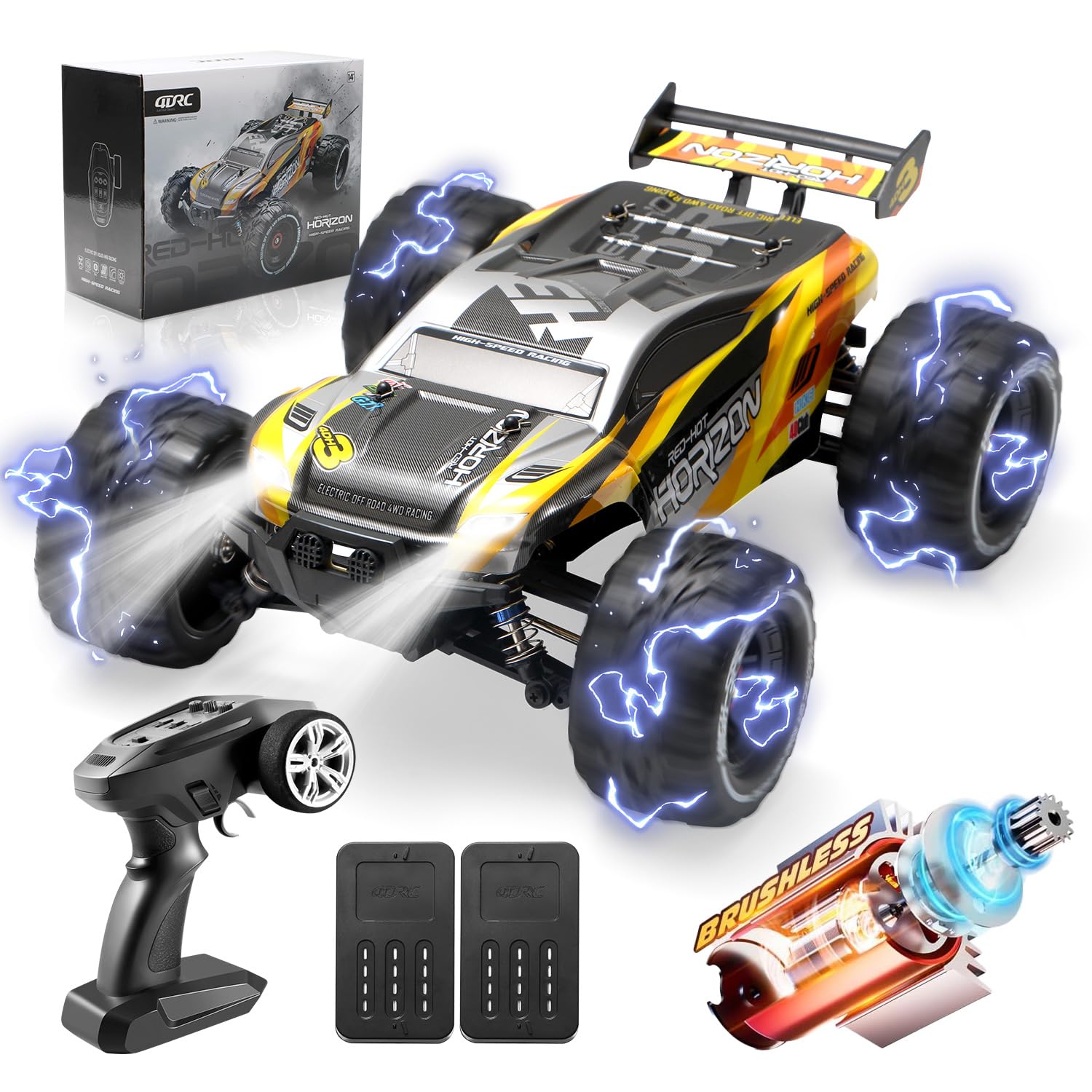 4DRC H3 RC Car,50+kmh High Speed Monster Truck,Racing Hobby Car for Adults, 4WD All Terrain Off-Road Remote Control Car, 2.4Ghz RC Crawler,2 Battery 40+ Min Play Gift for Boy Kids Adults