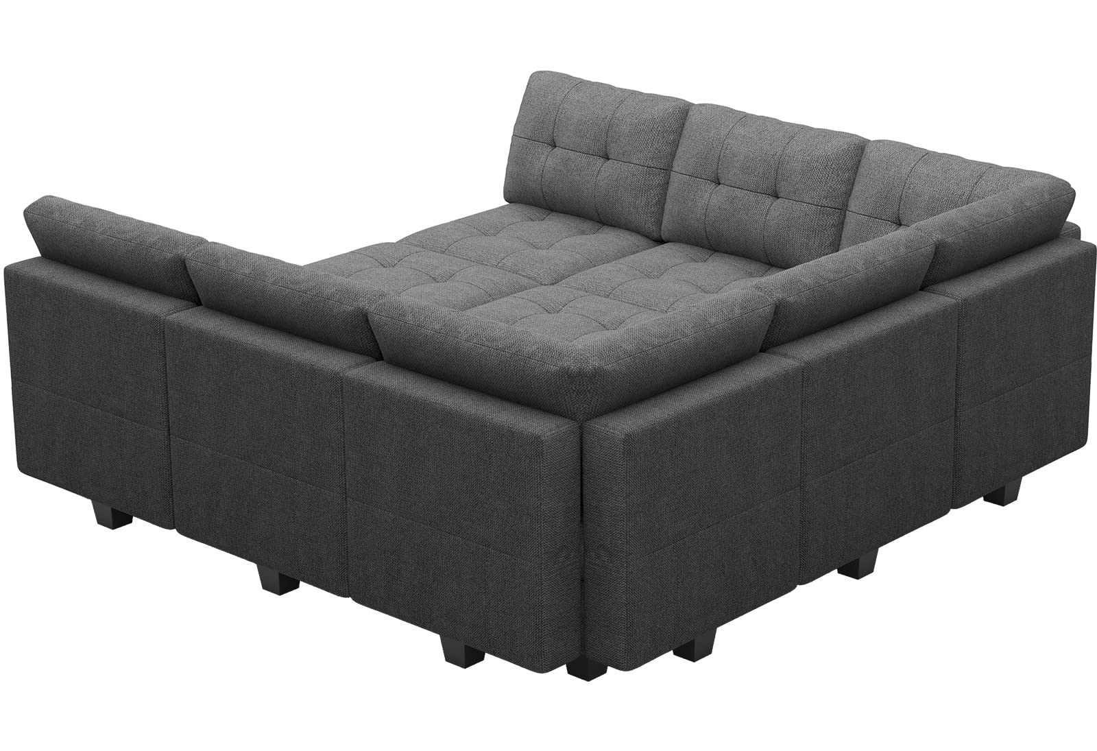 Belffin Modular Sectional Sleeper Sofa Couch with Storage Seat Reversible Modular Sofa Couch Oversized Sleeper Sectional Sofa Bed Set Dark Grey