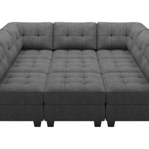 Belffin Modular Sectional Sleeper Sofa Couch with Storage Seat Reversible Modular Sofa Couch Oversized Sleeper Sectional Sofa Bed Set Dark Grey