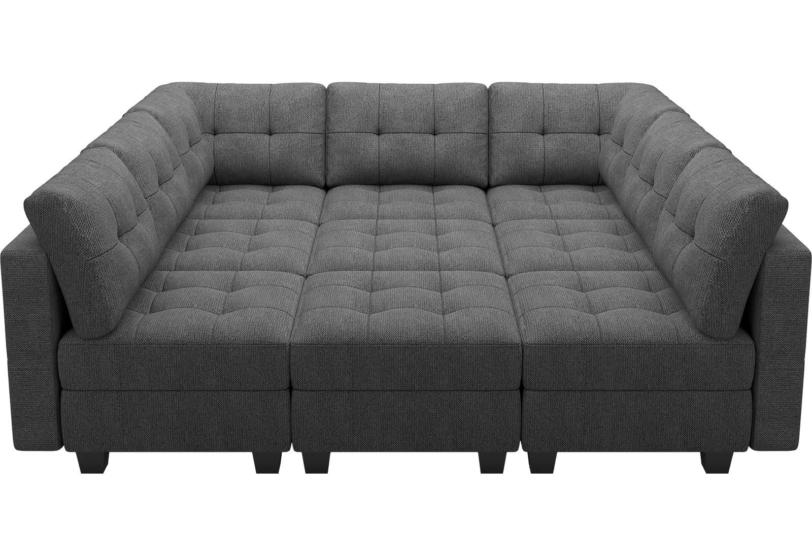 Belffin Modular Sectional Sleeper Sofa Couch with Storage Seat Reversible Modular Sofa Couch Oversized Sleeper Sectional Sofa Bed Set Dark Grey