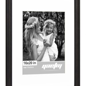 Yaetm 16x20 Picture Frame Matted to 11x14 Set of 2, 1.4" Wide Molding & Distressed Black Poster Frames 16 x 20 inches, Wall Gallery Rustic Frame Set for Wall Mounting (2 pack, Black)