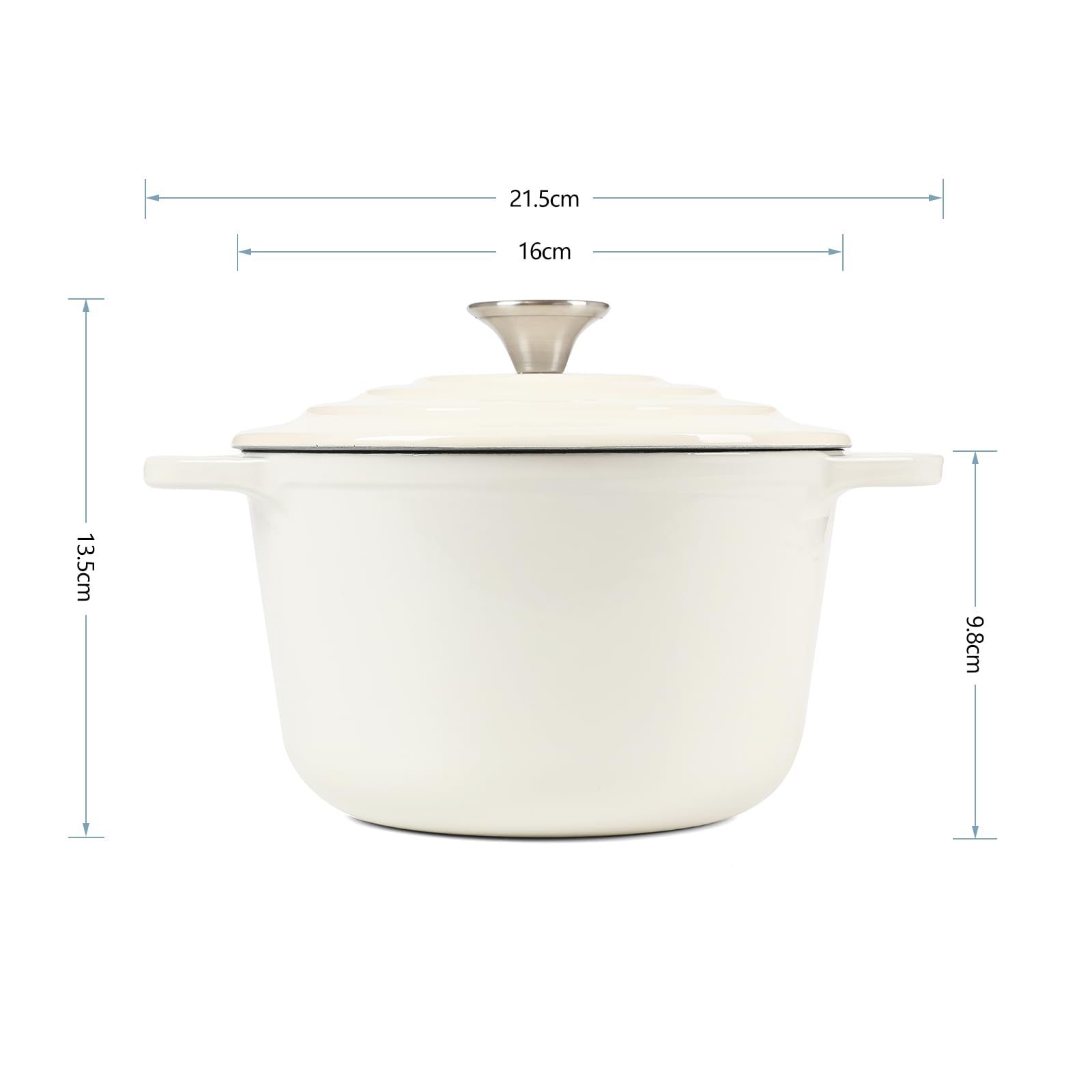 HAWOK Enameled Cast Iron Dutch Oven with Lid, 1.5 Quart Deep Round Dutch Oven with Dual Handles, Oyster White