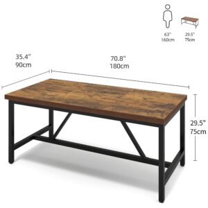 YITAHOME 70.8" Large Kitchen Dining Room Table for 6-8 People, Rustic Brown Farmhouse Industrial Wood Style Rectangle Apartment Dinning Room Dinette Tables for Eating Dinner