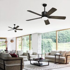 Obabala Ceiling Fans with Lights and Remote, Outdoor Black Fan with Lights for Patio Farmhouse Bedroom，52 Inch