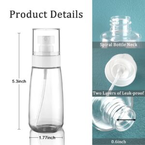 Cosywell Fine Mist Spray Bottle TSA Approved 3.4oz 100ml 3 Pack Empty Cosmetic Refillable Travel Containers Plastic Spray Bottle for Perfume Essential Oils Toners Rose Water Cosmetics (3Clear)