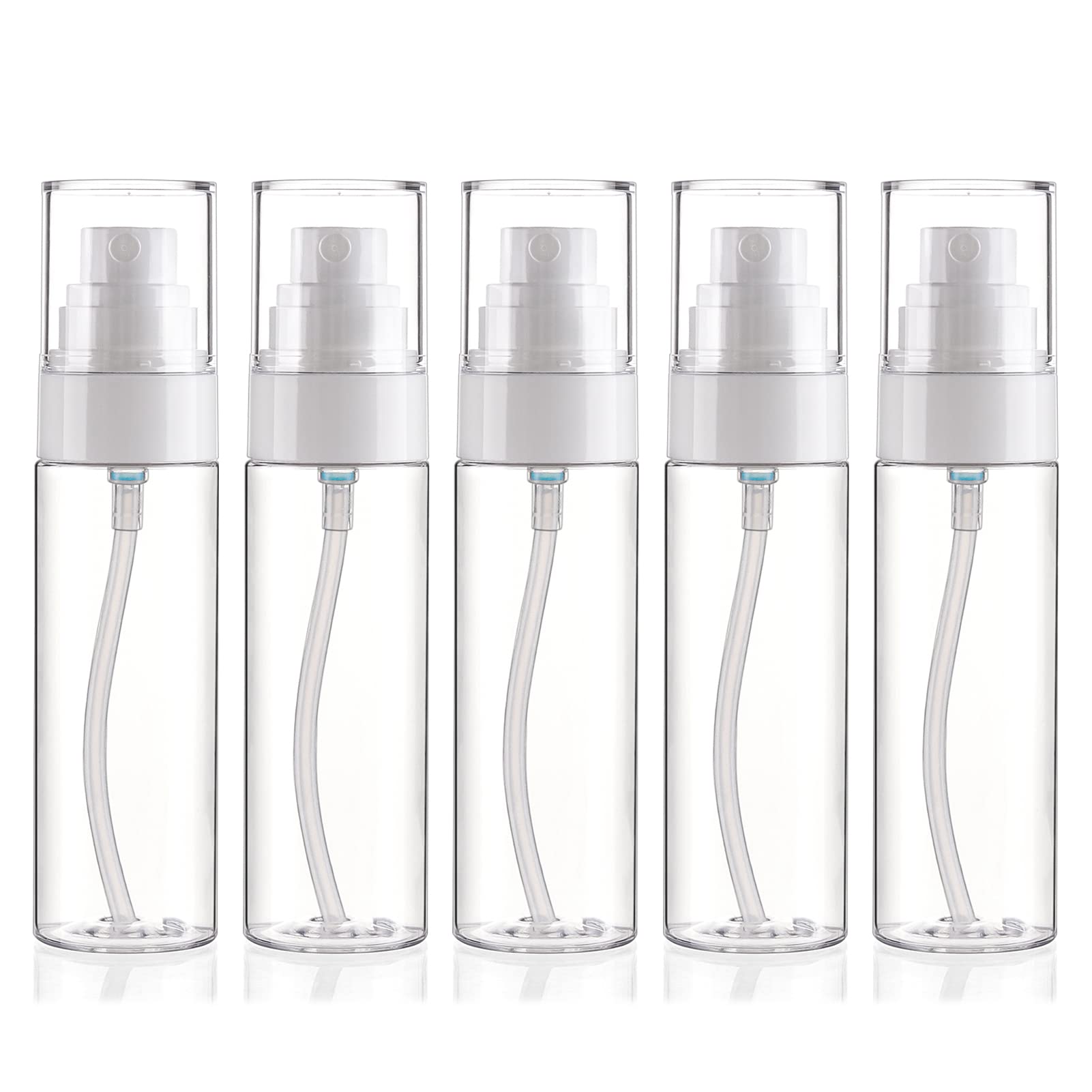 Fine Mist Spray Bottle Plastic Spray Bottles 2oz/60ml 5 Pack Makeup Setting Spray Bottle TSA Approved Empty Cosmetic Refillable Travel Bottle Containers Sprayer for Water,Perfume,Essential Oils,Skincare Makeup Lotion,Face & Hair Mist