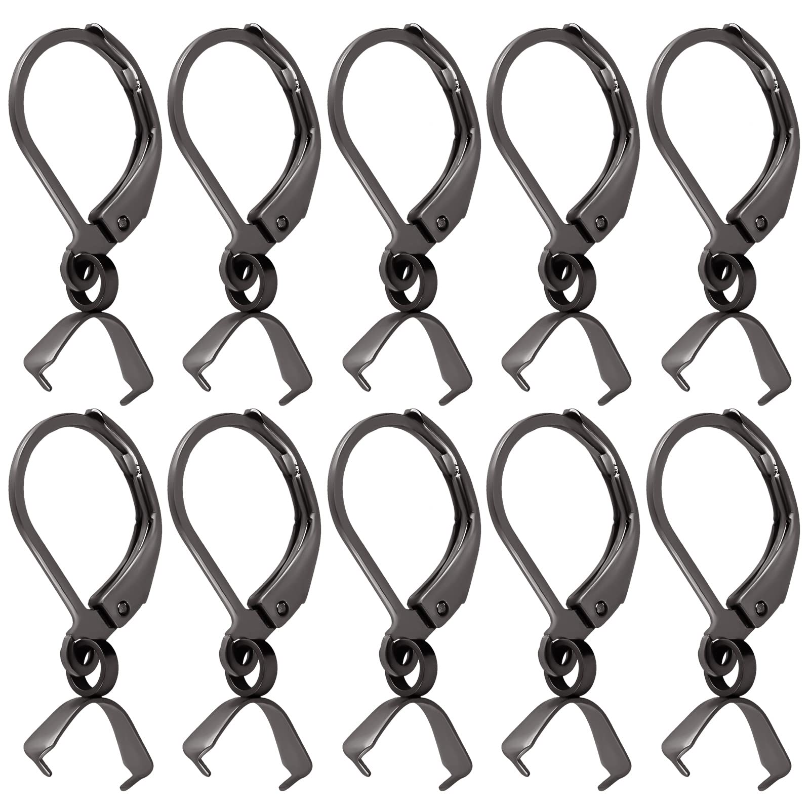 Beebeecraft 1 Box 50Pcs Pendant Clasp Earring Hooks Stainless Steel Leverback Earring Findings Black Earring Supplies for Jewelry Making