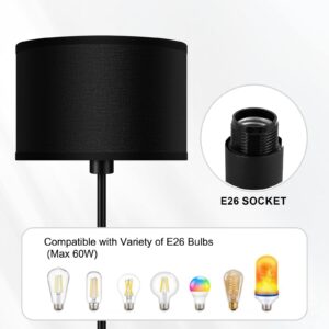 Floor Lamps for Living Room, Modern Standing Lamp with Bulb(12W, 2700K), Black Lamp Shades, Foot Switch, Simple Pole Lamps Corner Lamp for Bedroom,Office, Living Room, Den, Bright Reading Floor Lamp