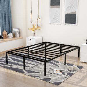 Yedop 18 Inch Full Size Metal Bed Frame, Full Bed Frame No Box Spring Needed, 2500 lbs Heavy Duty Steel Slat Support, Non-Slip, Noise Free, Sturdy Metal Bed Frame, Black