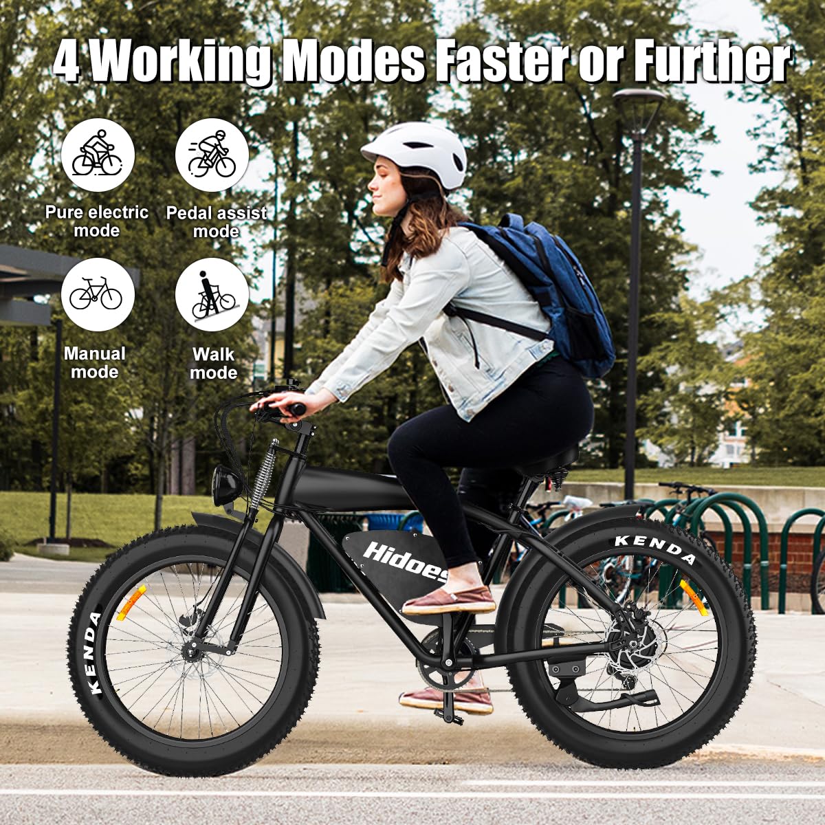 Hidoes 1200W Electric Bike for Adults, Fast Dirt Bike, E Bike with 26" Fat Tire Ebike, Fast Charge 48V 18.2Ah Battery 37.2Mph 35Miles Mountain Bike