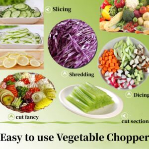 Vegetable Chopper,Onion Chopper,Multi-functional Food Slicer with Large Container,Black Adjustable Vegetable Cutter with draining basket Stainless steel blade,Safe Removable Blades for Easy Cleaning