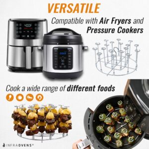 Air Fryer Rack Skewer Stand Compatible with Instant Pot Duo Crisp 8qt, Ninja 4qt AF100, Ninja Max XL AF161, Ninja Foodi Pressure Cooker +More, Kabob Airfryer Accessories Stainless Steel by INFRAOVENS