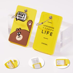 SIVEUMIL 6PCS Unique Cute Animal Luggage Tags with Smile Reminder,Bright Silicone,Includes Name Cards with Full Privacy Cover & Stainless Steel Loops,Funny Suitcase Identify Labels for Women Men Kids