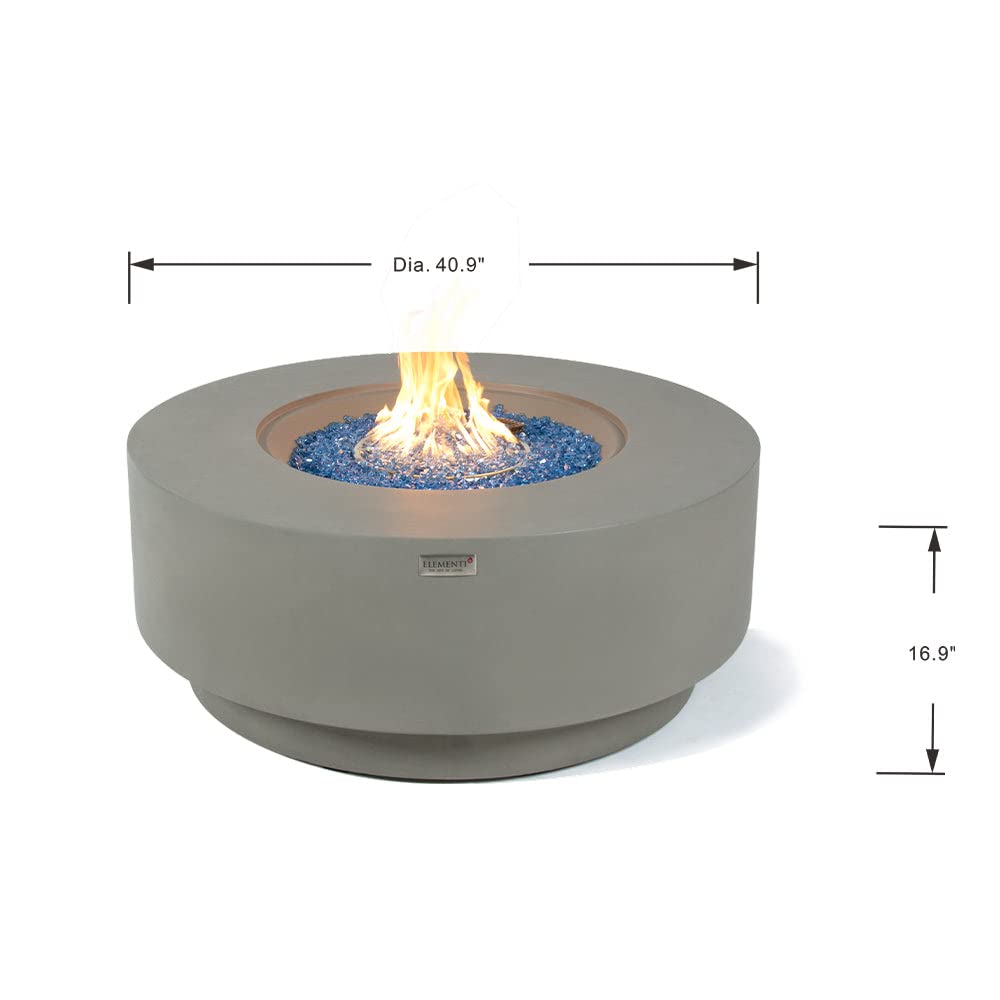 Elementi Plus Colosseo Natural Gas Fire Pit for Outside Outdoor Fire Pit Table Smokeless Firepit Concrete Round Fire Bowl Patio Heater Fireplace 60000 BTUs - Light Grey, 40.9 x 40.9 Inches