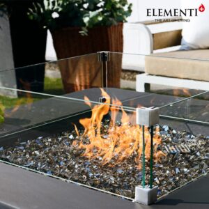 Elementi Plus Bergamo Natural Gas Fire Pit for Outside Outdoor Fire Pit Table Smokeless Firepit Concrete Square Fire Table Patio Heater Fireplace 60000 BTUs - Dark Grey, 42.1 x 42.1 Inches