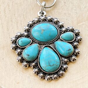 Silver Boho Western Medallion Turquoise Zipper Pull for Backpacks, Cute Purse Charms, Unique Custom Handbag Jewelry, Personalized Zipper Charms, Camera Bag Charms, Cool Key Chain Charm