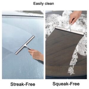 Aliglow All Purpose Stainless Steel Squeegee for Glass Shower Doors, Car Window, Home Mirrors, Bathroom Shower Cleaner Wiper 10 inches